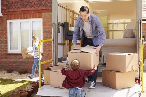 Office relocation planning in Bedfordpark with moving boxes and workstations